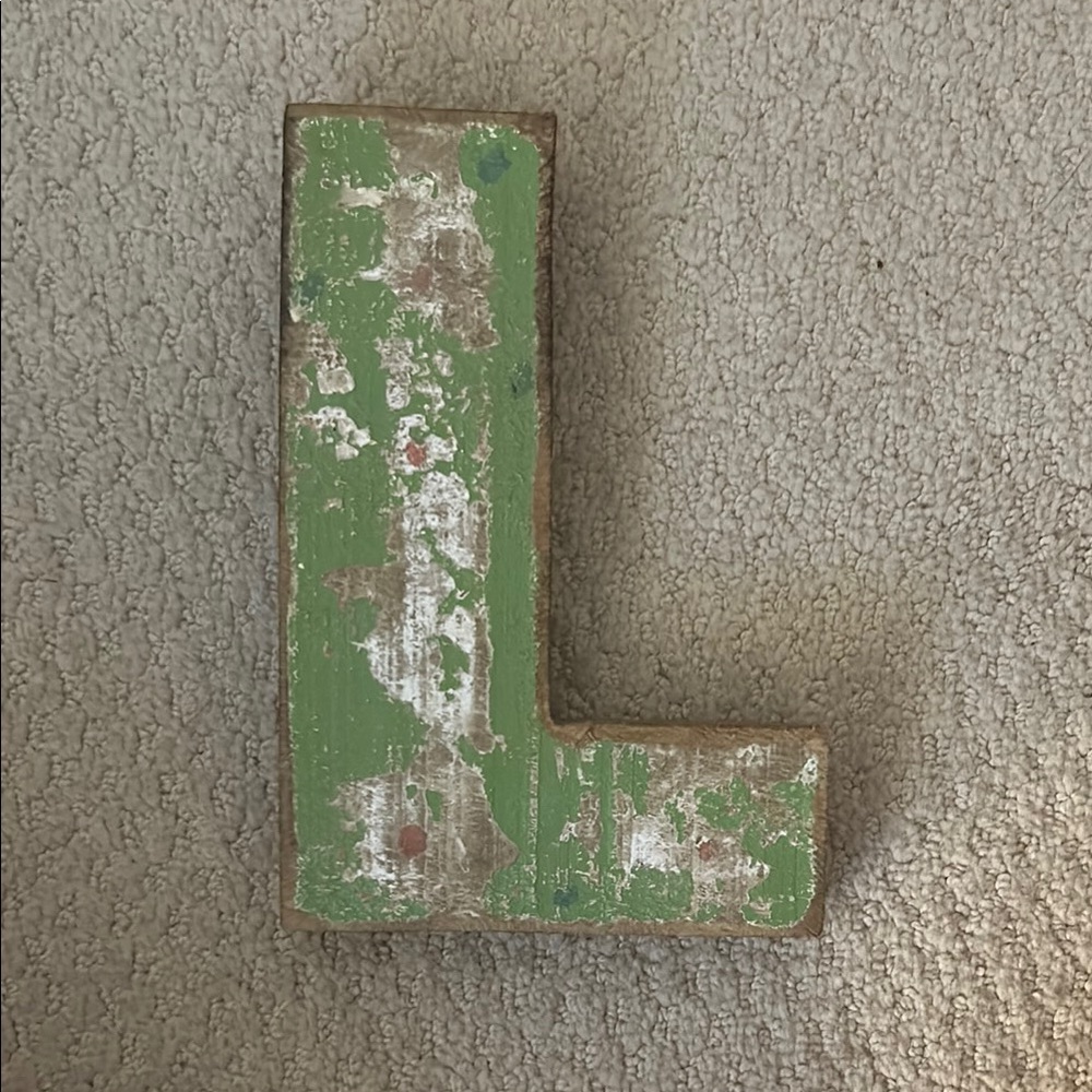 Rustic Green Wooden Letter L